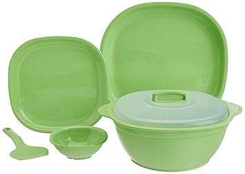 Signoraware Plastic Square Dinner Set, Parrot Green, 21-Pieces at βΉ982 β Amazon