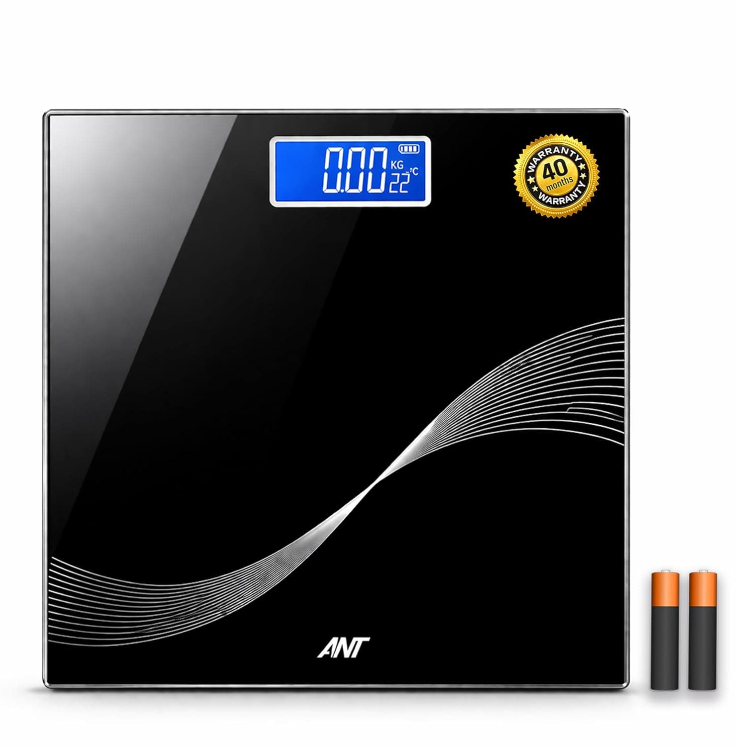 ANT Flora Wave Digital Body Weight Scale — 180kg Capacity, High Precision, Tempered Glass, LCD Display