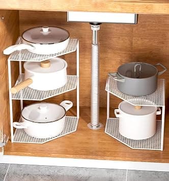 wolpin (1 Pc 3-tier Storage Shelf Kitchen Cabinet Stand Rack Organizer Metal Universal Pot Pan Holder for Kitchen Platform/Cabinet/Floor - W at ₹518 – Amazon