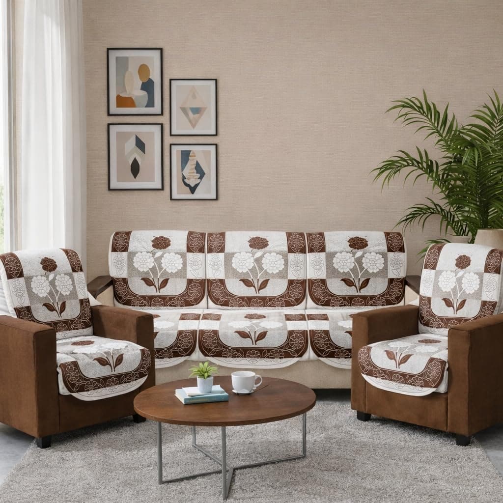 Stitchnest 10-Piece Cotton Net Sofa Cover Set