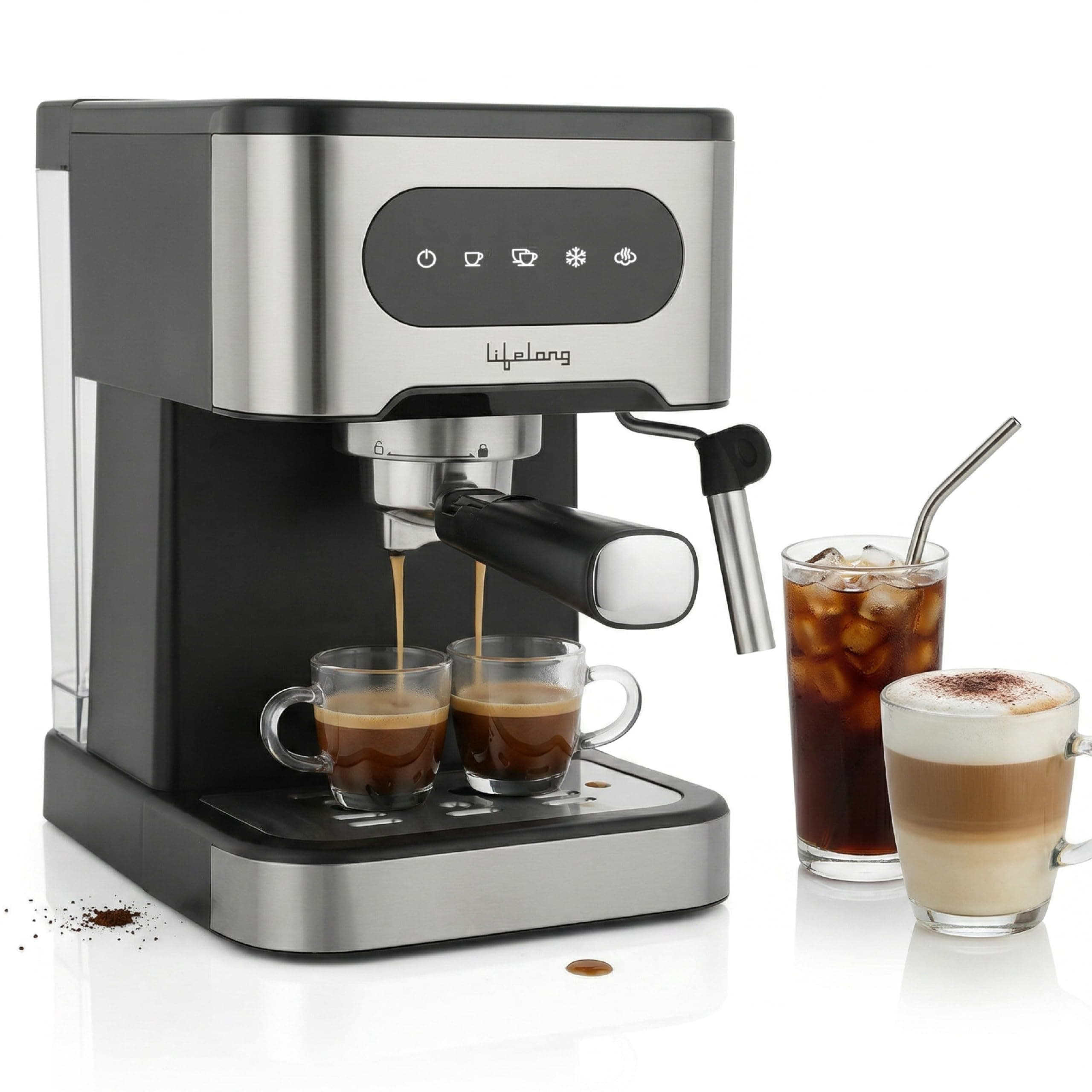 Lifelong 1350W Digital Espresso Coffee Maker & Cold Brew Machine