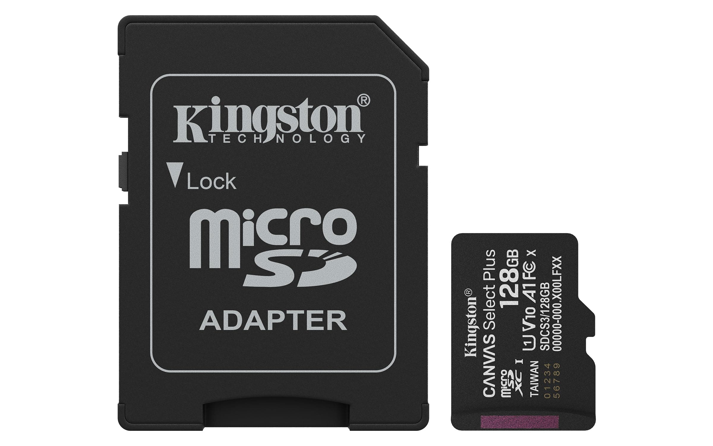 Kingston Canvas Select Plus 128GB microSD Card, 150MB/s Read, V10 A1 UHS-I, with SD Adapter