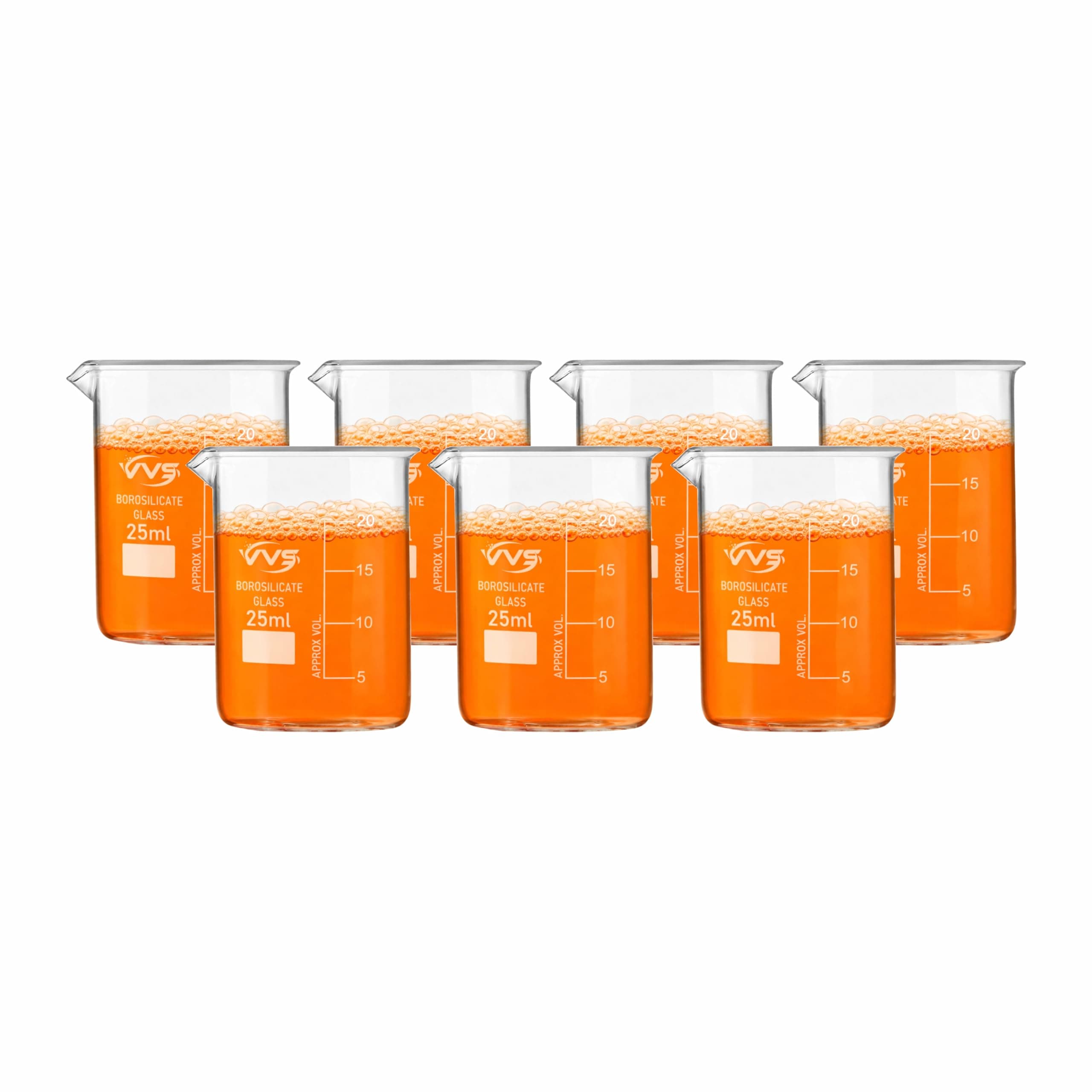 VVS Borosilicate Glass Beaker 25ml (Pack of 7) at ₹360 – Amazon