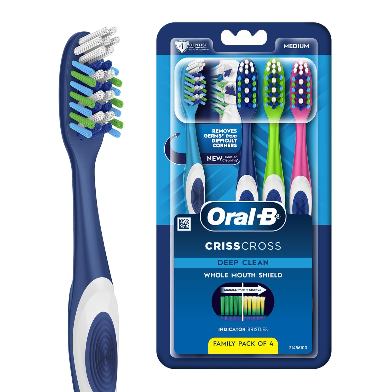 Oral-B Criss Cross Deep Clean Medium Bristles Manual Toothbrush with Tongue Cleaner