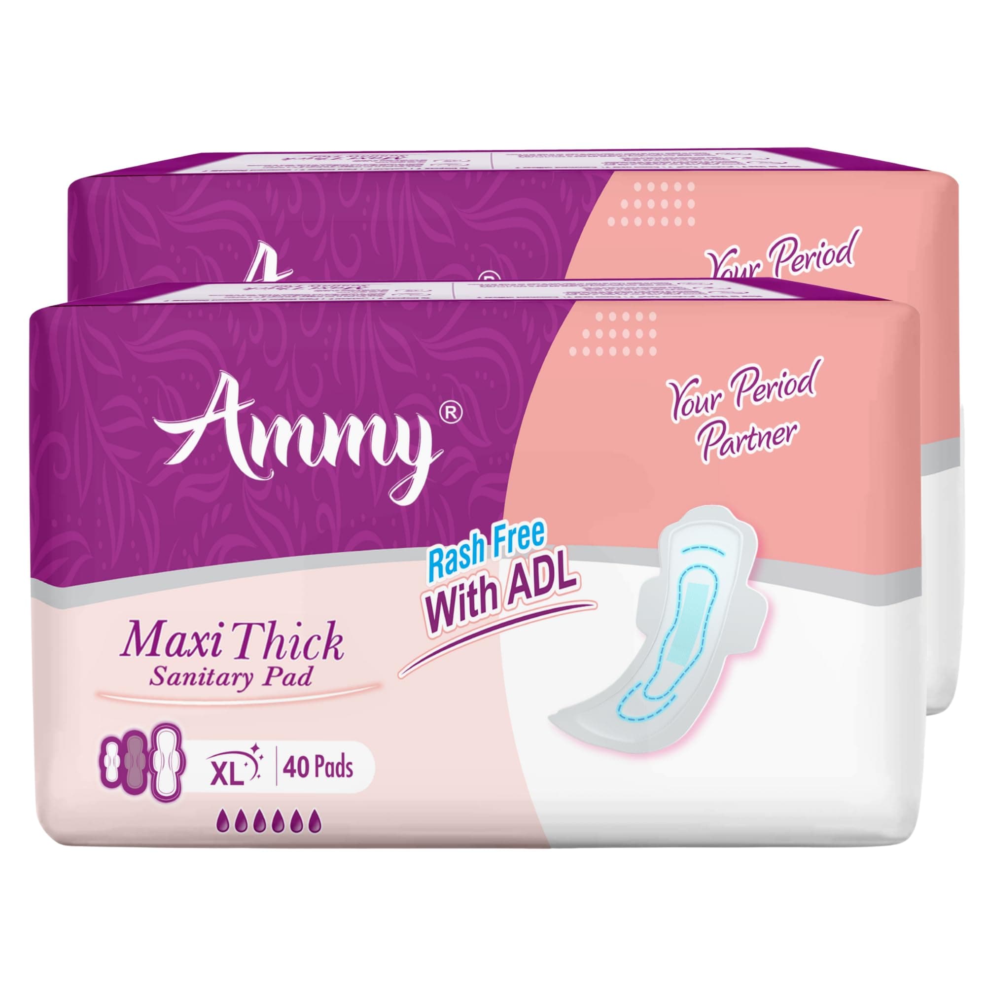 Ammy Super Absorbent Maxi Thick Sanitary Pads, 80 Pcs XL at ₹233 (20% Off) – Amazon