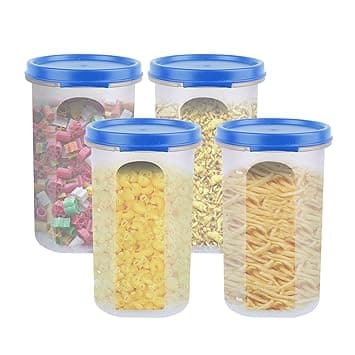 Cutting EDGE 585ML Smart Slim Storage Container-Light Blue,Set of 4 | Plastic construction, dry food storage, pantry management, modular sta at ₹273 – Amazon