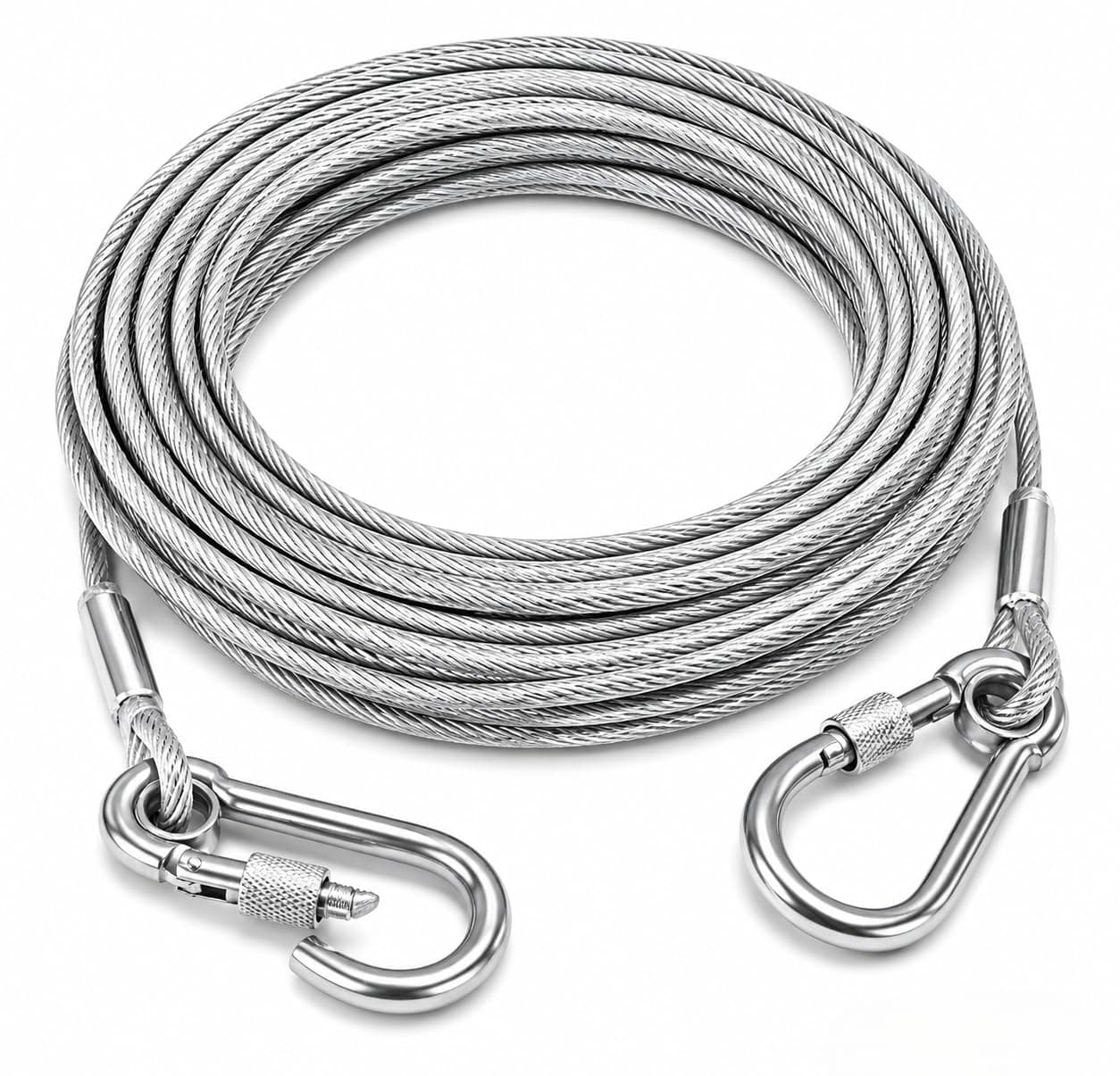 5-Metre Stainless Steel Clothesline Rope with Carabiner Hooks