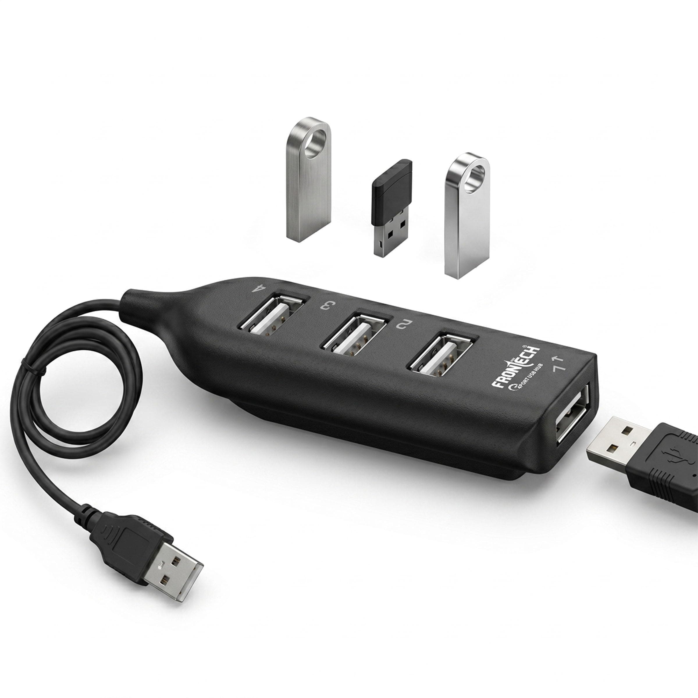 Frontech 4 Port USB 2.0 Hub — 480 Mbps, Plug & Play, 1m Cable (NC-0085)
