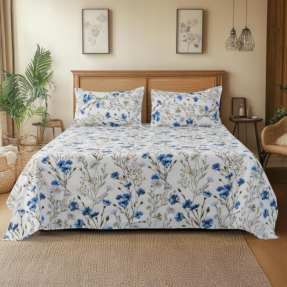 Cortina 100% Cotton 144 TC Double Bedsheet for Bed with Pillow Covers | Soft & Breathable Cotton Bedsheet | Durable, Fade Resistant Skin Fri at βΉ524 β Amazon