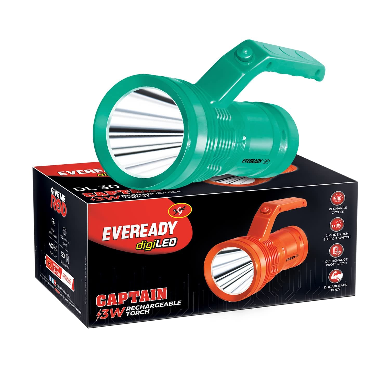 Eveready DIGILED DL30 Rechargeable Torch (Color May Vary) at ₹588 (41% Off) – Amazon