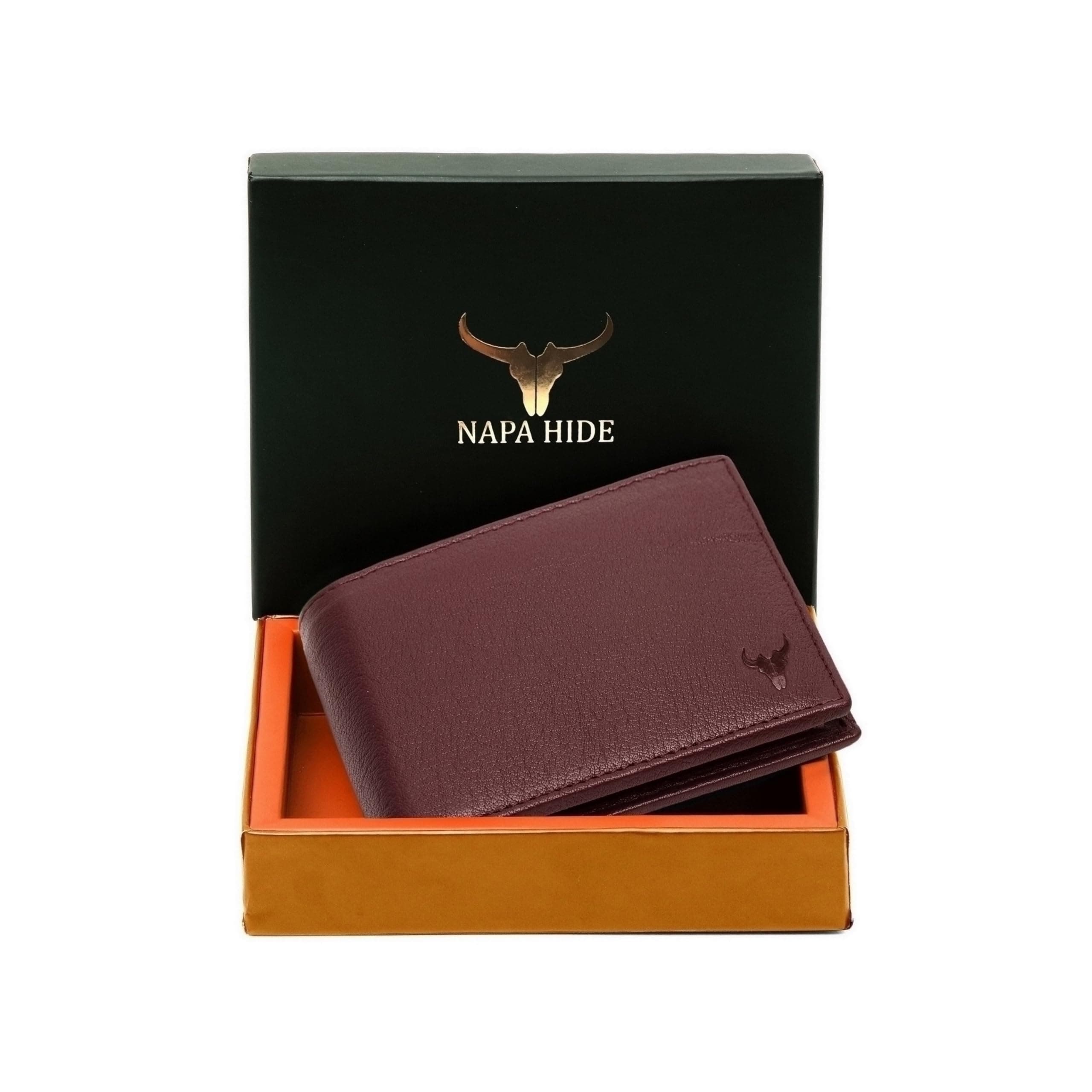 NAPA HIDE Handcrafted Leather Wallet for Men (Maroon)