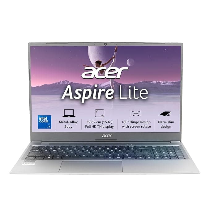 Acer Aspire Lite (Core 3-100U, 8GB/512GB SSD, 15.6" FHD IPS, Win 11) at ₹39,990 (58% Off) – Amazon