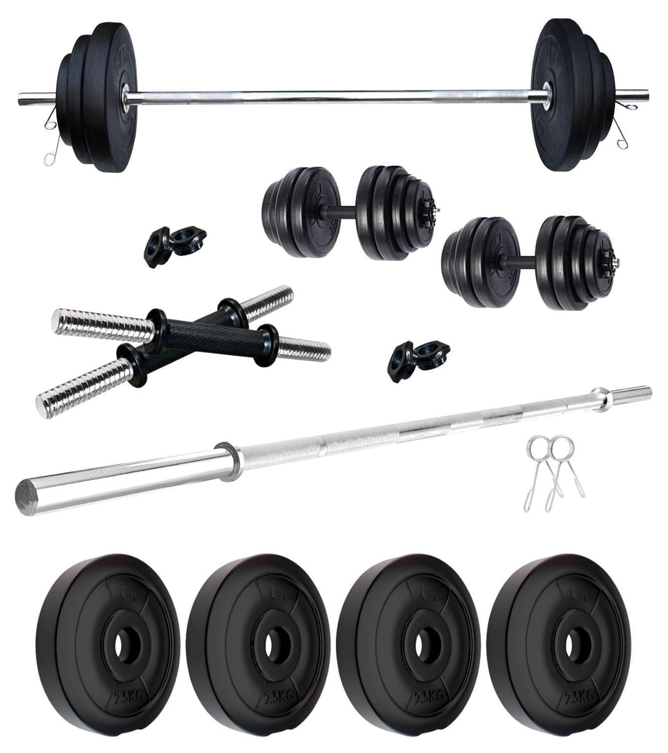 Kore PVC 10 Kg Home Gym Set with One 3 Ft Straight Rod and One Pair Dumbbell Rods, Multicolour at ₹619 (68% Off) – Amazon