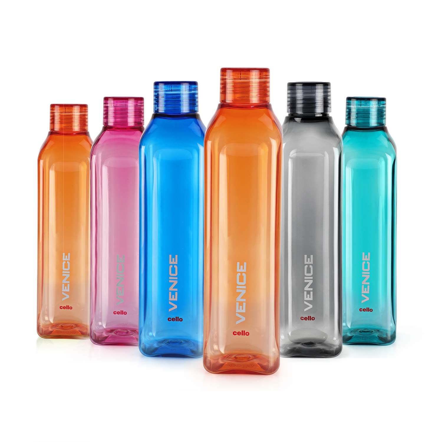 CELLO Venice Water Bottles Set of 6 Pcs For Daily Use, 1000ml Each Multicolor | Stylish & Unbreakable BPA-Free Leakproof Refrigerator Safe Pet Water Bottle For School, Office, Kitchen & Travel at ₹389 (52% Off) – Amazon