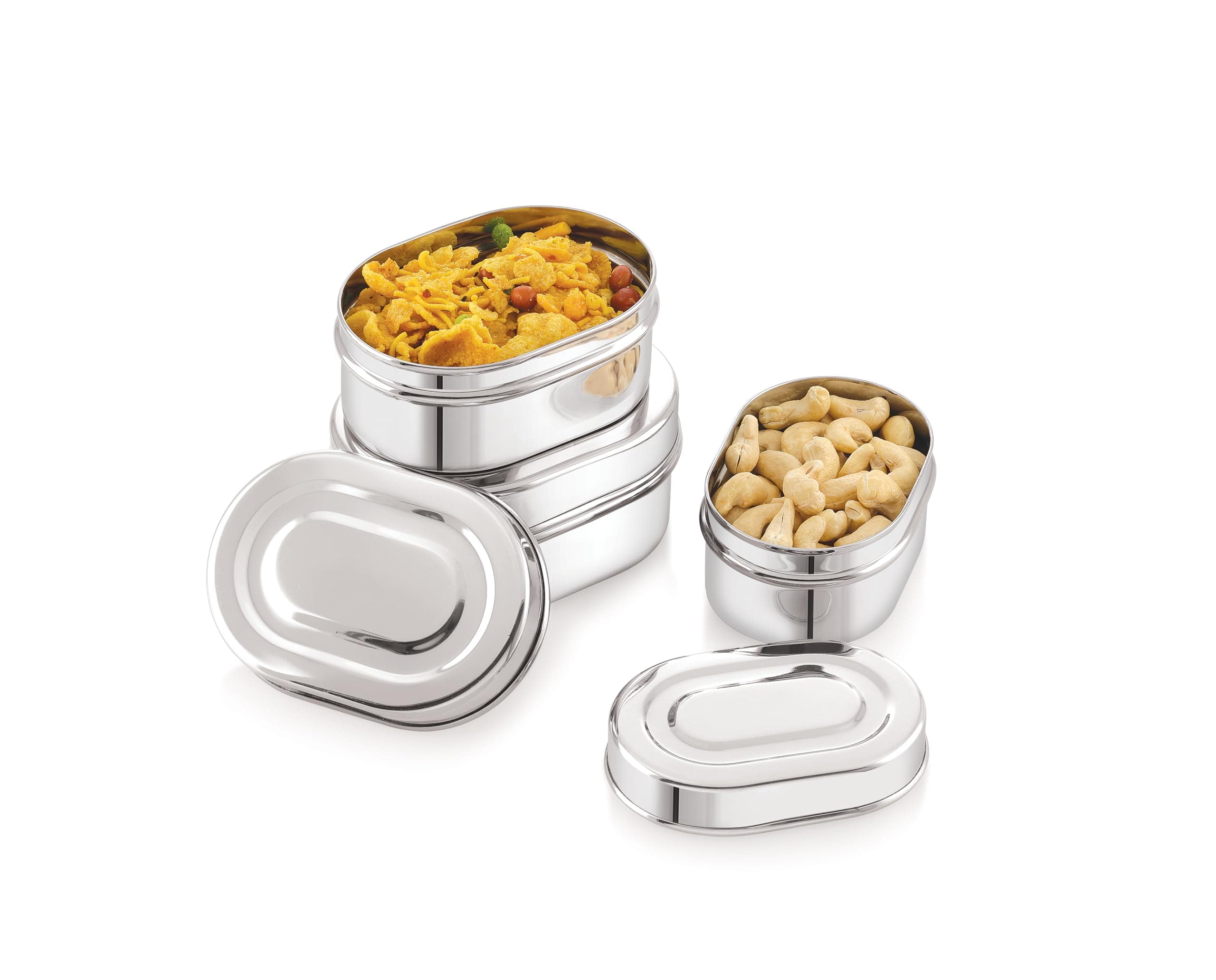 Tosaa Capsule Stainless Steel Airtight Food Container (Pack of 3)