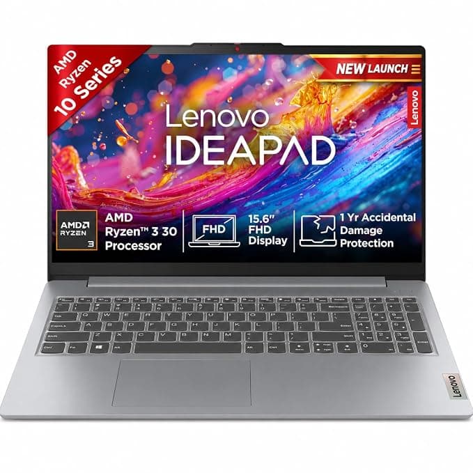 Lenovo IdeaPad Slim 3 Ryzen 3 (8GB/512GB, 15.6" FHD, Win 11 + Office 2024) at ₹48,990 (56% Off) – Amazon