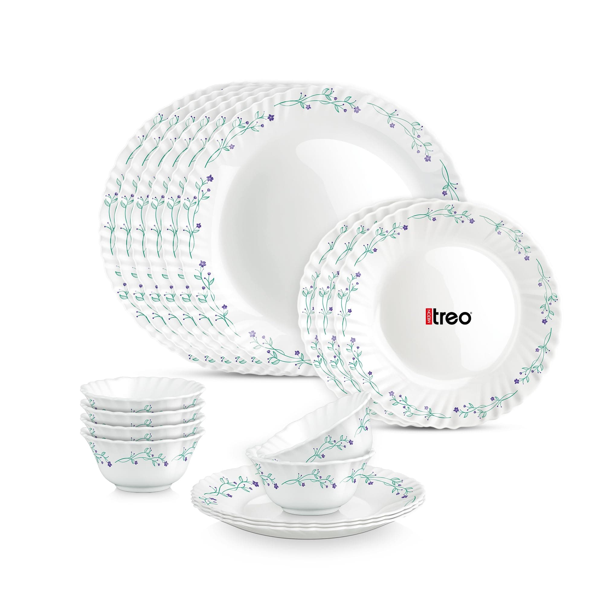 Treo by Milton Opalware Aurelia Dinner Set of 18 at ₹971