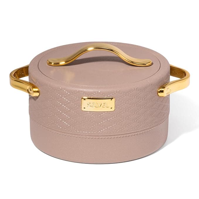 Selvel Heritage 800ml Insulated Casserole (Steel Inner, Gold Handles) at ₹300 (65% Off) – Amazon