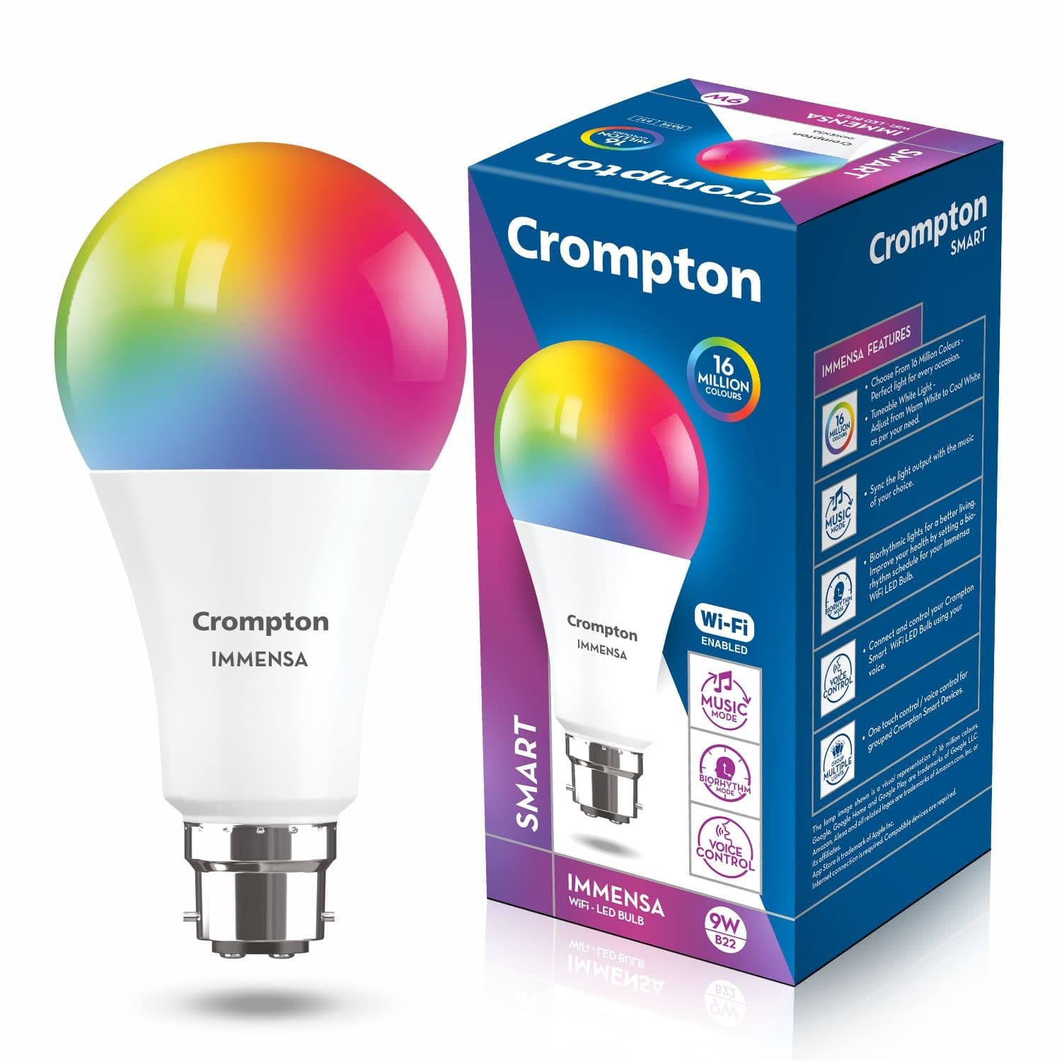 Crompton 9W B22 WiFi Smart LED Bulb at ₹315 – Amazon
