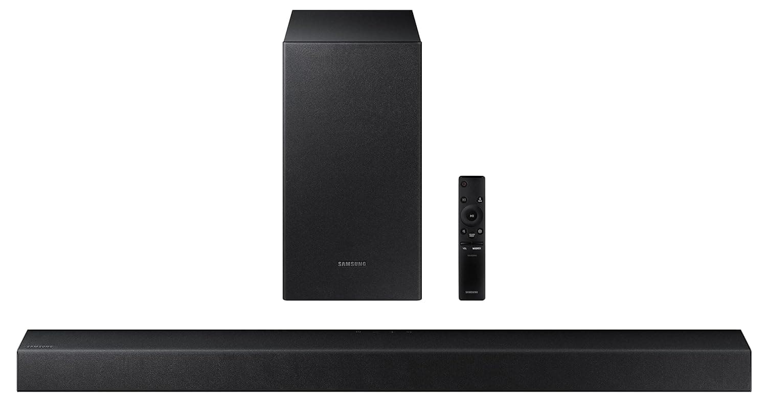 Samsung 150 W Dolby Digital Bluetooth Soundbar (HW-T42E/XL, Black, 2.1 Channel) at ₹5299 – Amazon