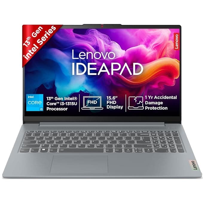 Lenovo IdeaPad Slim 3 (13th Gen i3-1315U, 8GB, 512GB SSD, 15.6" FHD, Win 11) at ₹52,990 (56% Off) – Amazon