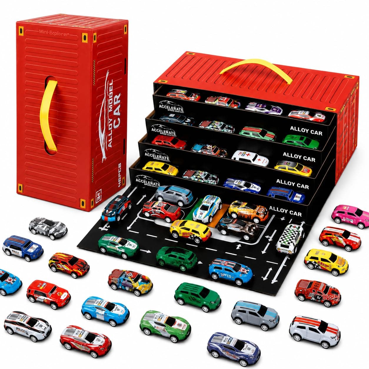 MiniExplorer 48-Piece Pull-Back Cars Toy Set for Kids — Racing Cars Bulk Pack
