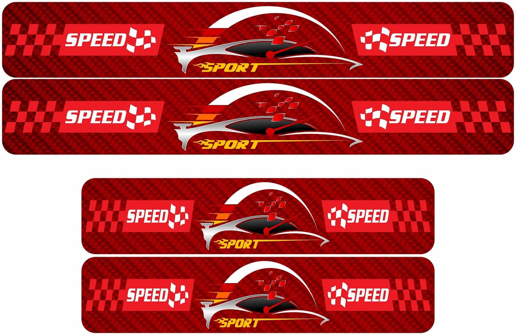 CVANU Speed-Sport Car Sticker Strip (Set of 4, Red)