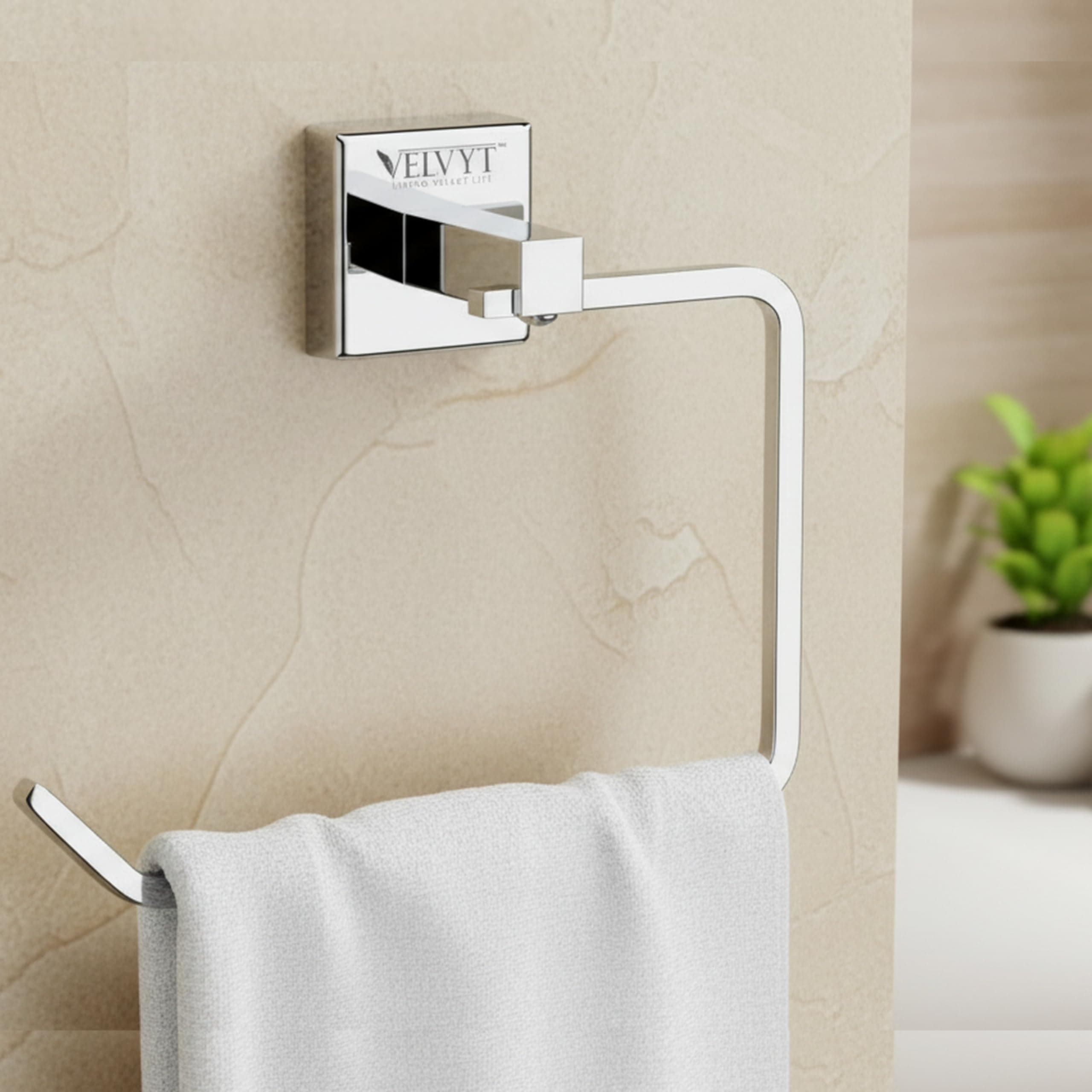 VELVYT Premium Stainless Steel Towel Holder for Bathroom, Square Napkin and Towel Hanger for Wash Basin