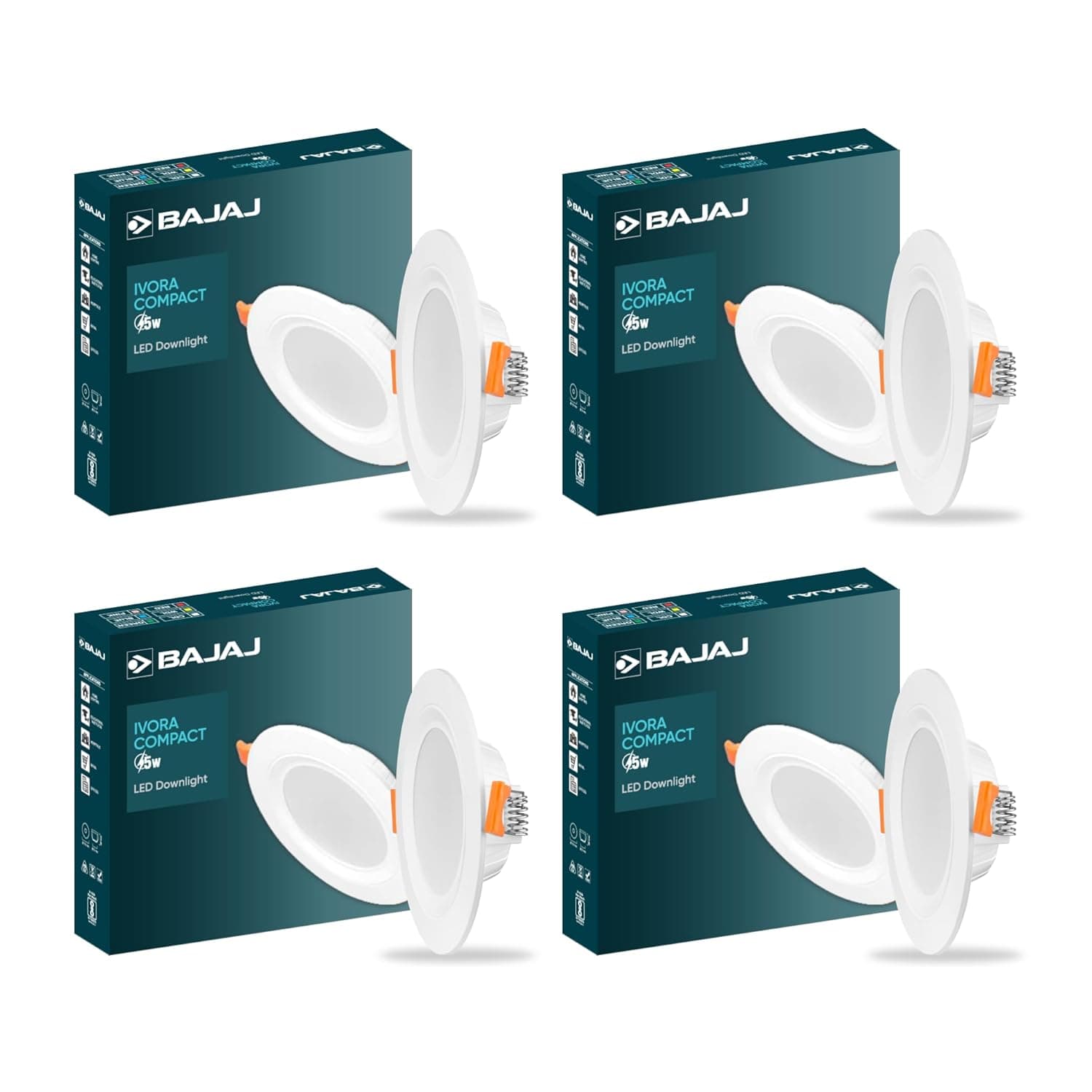Bajaj Ivora Compact 5W LED Downlight — Warm Day Light (Pack of 4)