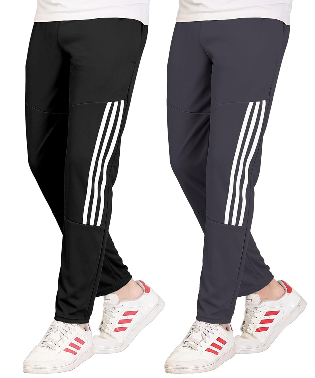 Men's Lycra Blend Mid-Rise Track Pants (Pack of 2) | Flexi Waist Joggers with Side Pockets | Solid Straight-Fit Sports & Casual Wear at ₹297 (78% Off) – Amazon