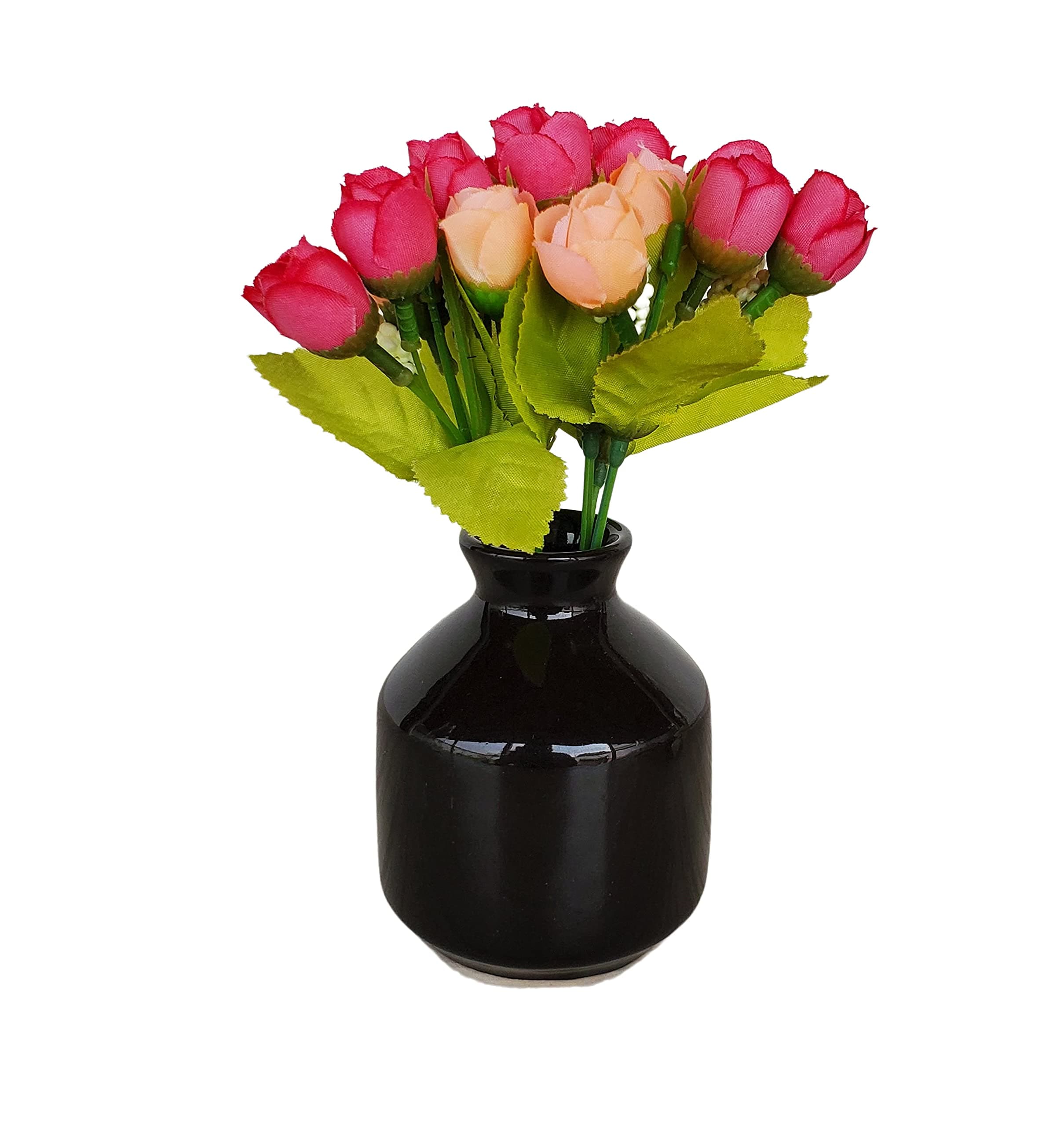 Pure Source India Porcelain Flower Bud Vase (Black, 9.5cm)