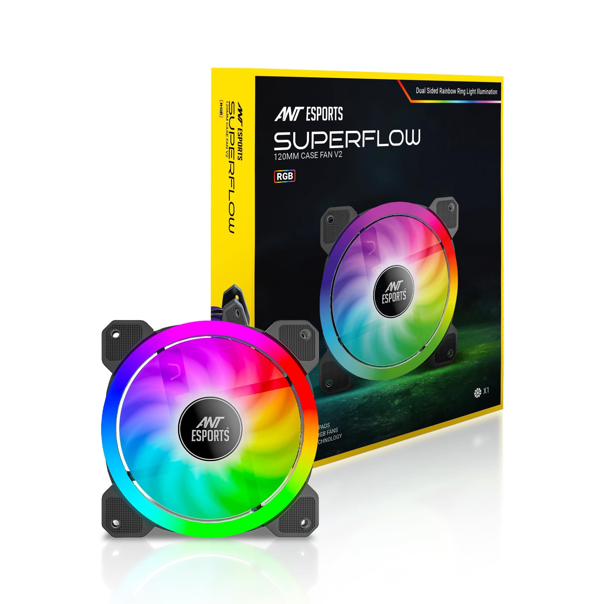 Ant Esports Superflow V2 120 Auto RGB Case Fan, 120mm 1200 RPM