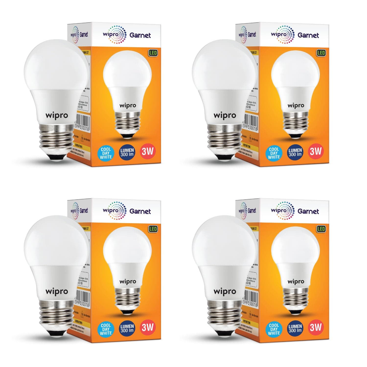 wipro Garnet 3W LED Bulb Cool Day White (Pack) @ ₹249