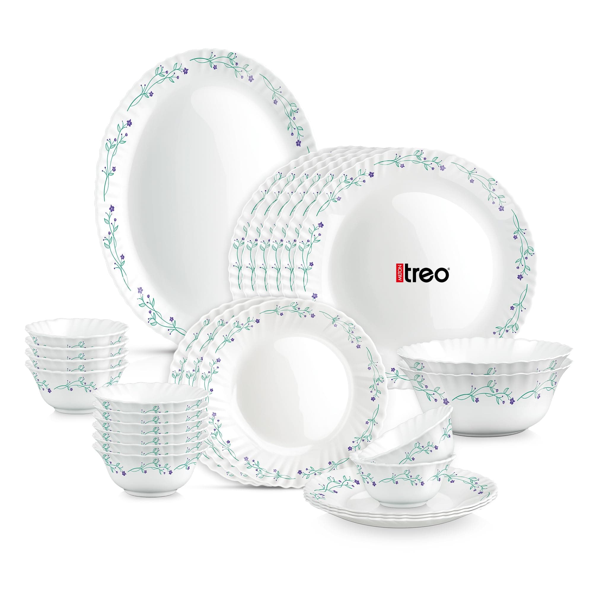 Treo by Milton Aurelia Murel 27-Piece Opalware Dinner Set at ₹1298 (67% Off) – Amazon