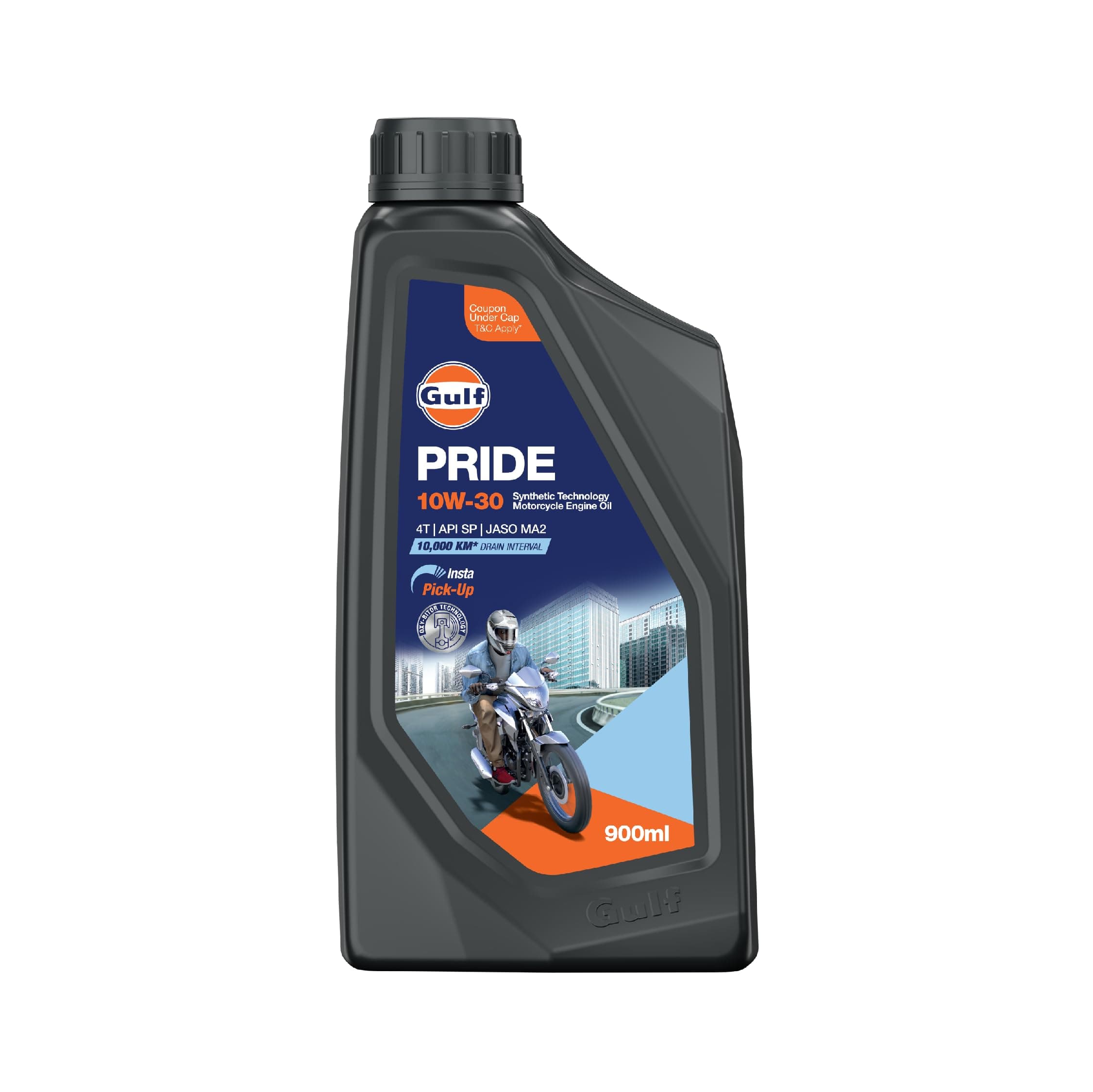 Gulf PRIDE 10W-30 4T Motorcycle Engine Oil, API SP, JASO MA2, 10,000km Drain Interval