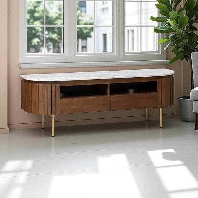The Attic Carlston Solid Wood TV Cabinet at ₹16,196 (33% Off) – Amazon