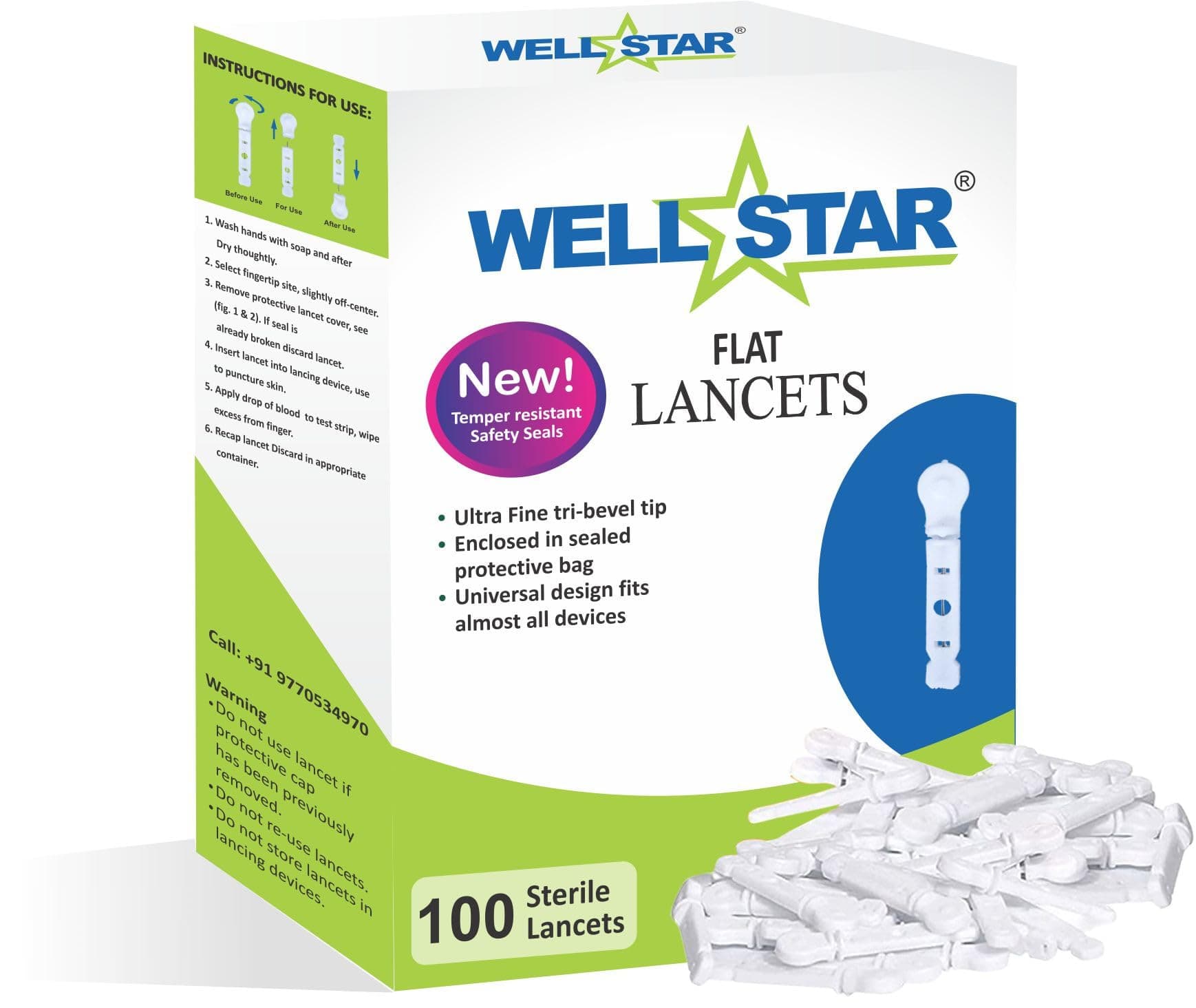 WELLSTAR Flat Glucometer Lancets at ₹114 (62% Off) – Amazon
