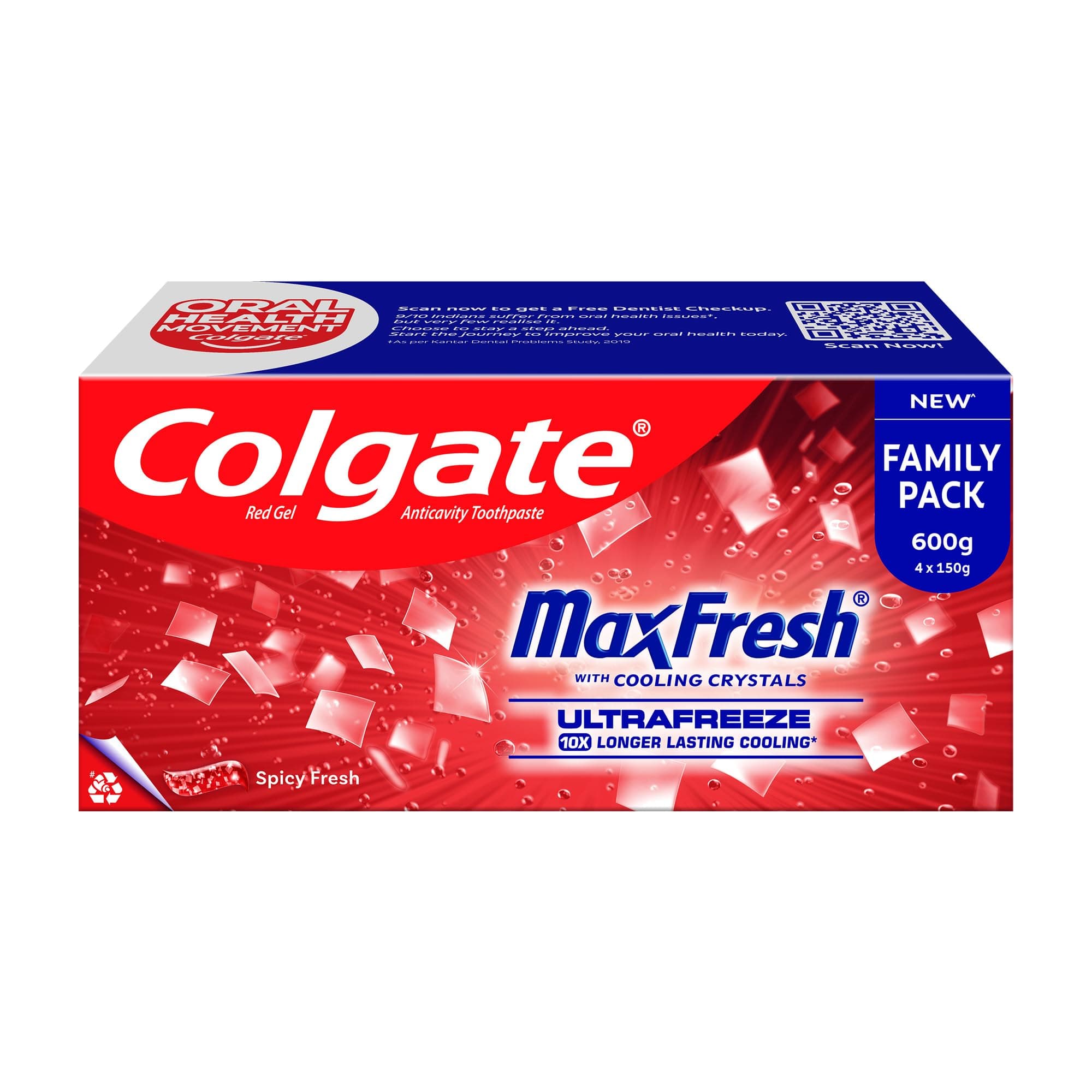 Colgate MaxFresh Spicy Fresh Red Gel Toothpaste with Menthol, 600g Saver Pack