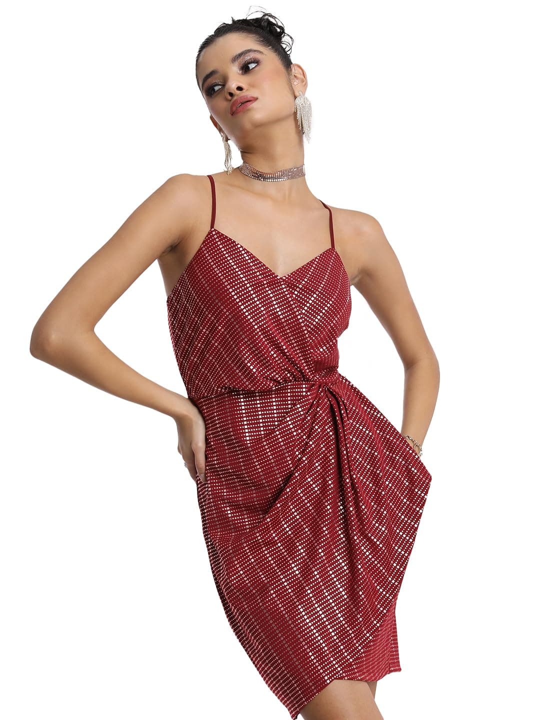 Tokyo Talkies Striped Mini Wrap Dress