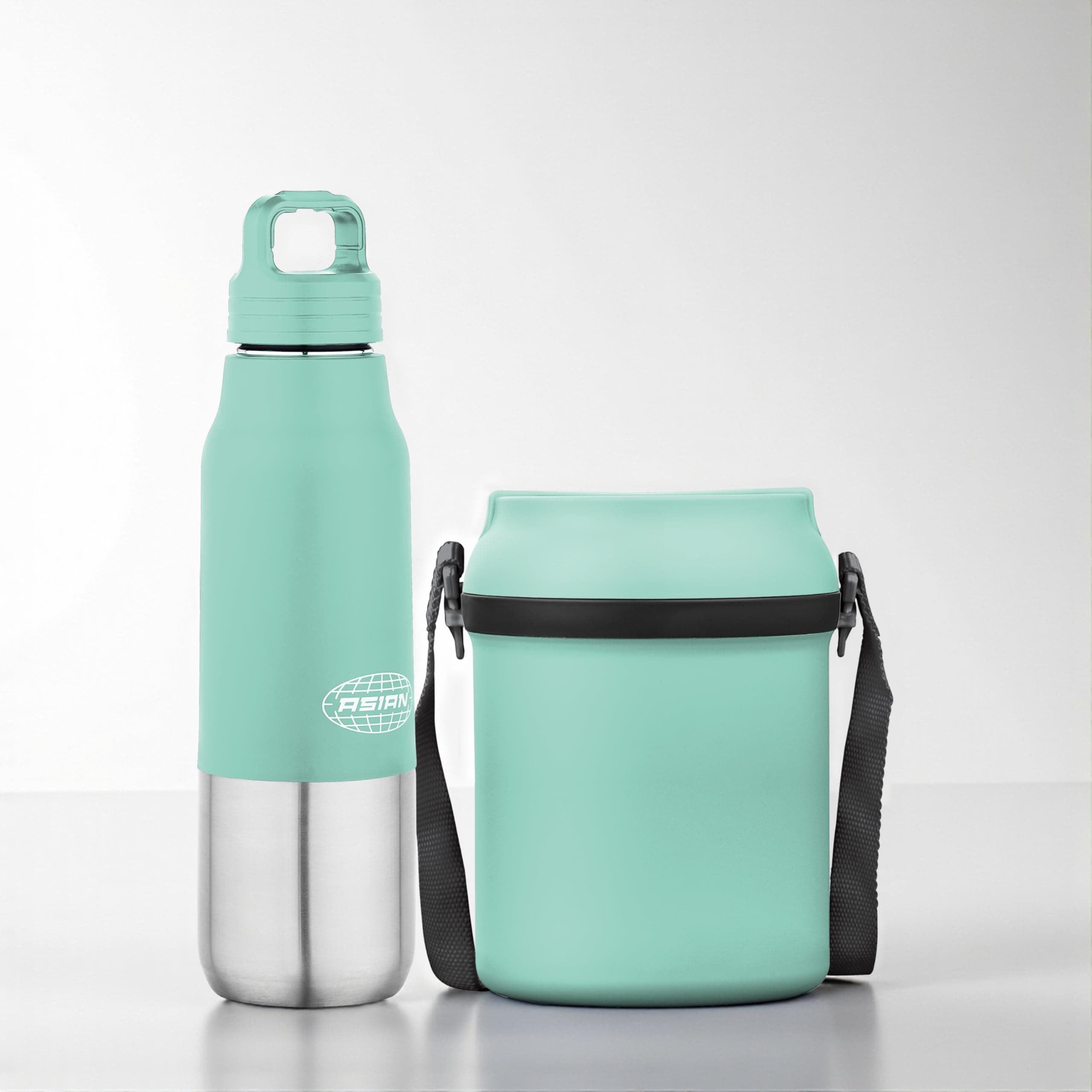 Asian Stainless Steel Lunch Box (700ml) & Insulated Water Bottle (500ml) Combo