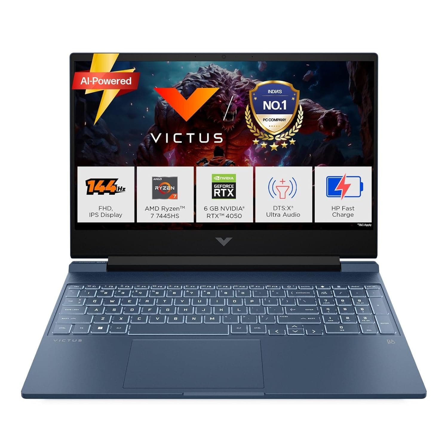 HP Smartchoice Victus, AMD Ryzen 7 7445HS, 6GB RTX 4050, 16GB DDR5(Upgradeable) 512GB SSD, 144Hz, IPS, 300 nits, 15.6''/39.6cm, Win11, Offic at โน71740 โ Amazon