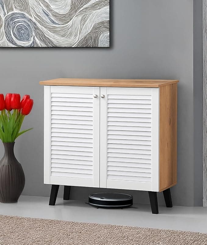 LERIMO 2-Door Engineered Wood Shoe Rack at ₹6,499 (50% Off) – Amazon