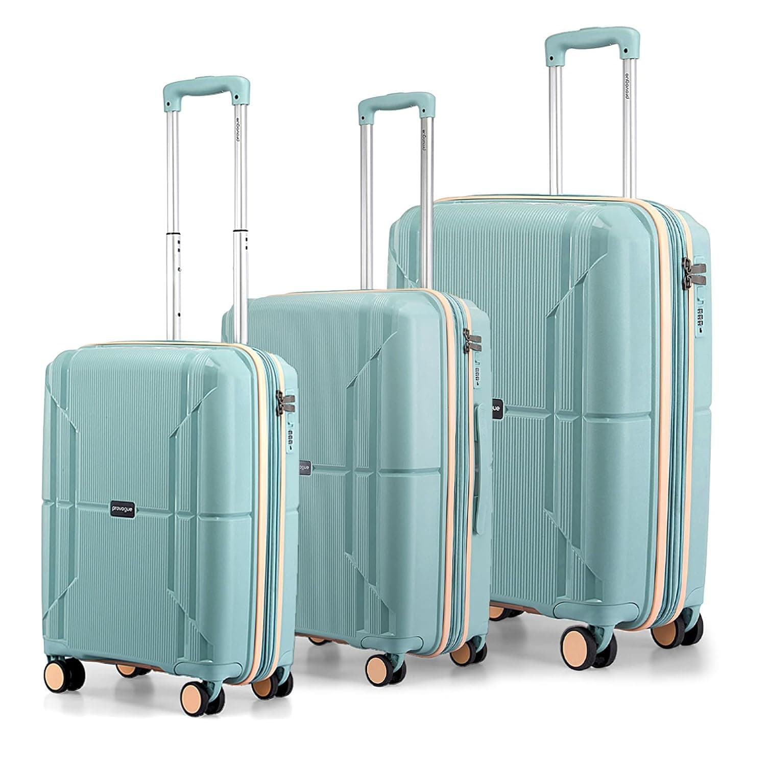 Provogue Lumina Hard-Sided PP Trolley Bag Set of 3 | Expandable Space with 8 Wheels Trolley Bags for Travel |Lightweight with Combination Lo at ₹5879 – Amazon
