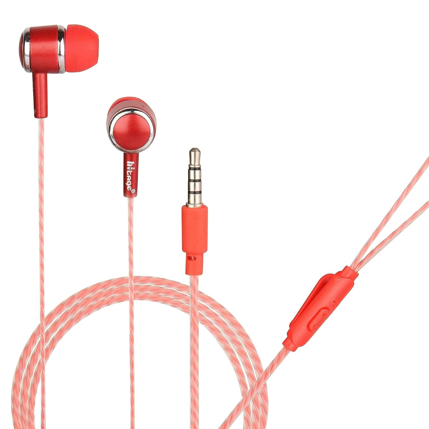 Hitage Earphones HB-315 HD Sound Deep Extra Bass Wired Earphone with Mic (Red, Red) at ₹111 (89% Off) – Amazon