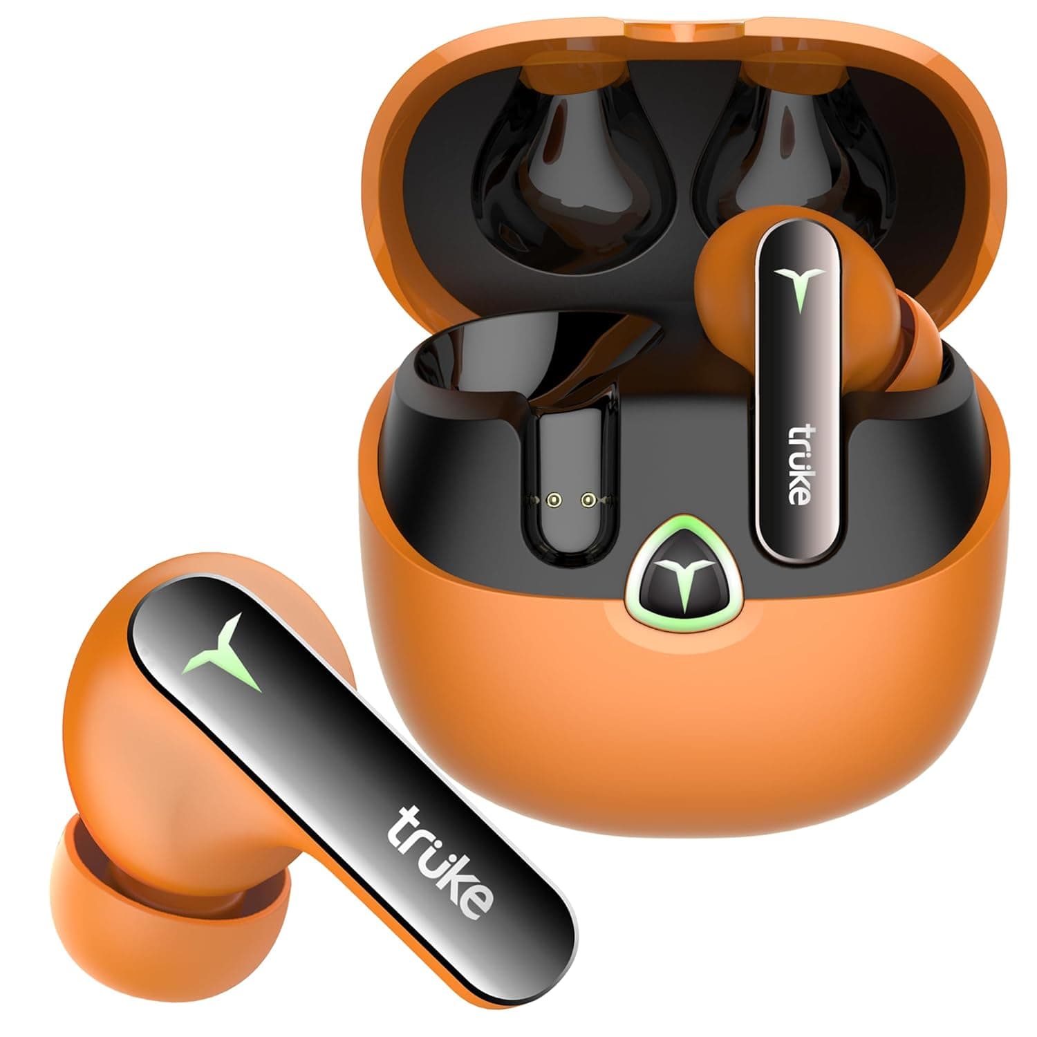 truke New Launch BTG Flex True Wireless in Ear Earbuds, Dual Pairing Ear Buds, 40ms Low Latency Gaming Mode, 60H Playtime Fast Charging, HiFi DSP Sound, Quad-Mic ENC, 13mm Driver,Bluetooth 5.4(Orange) at ₹799 (77% Off) – Amazon
