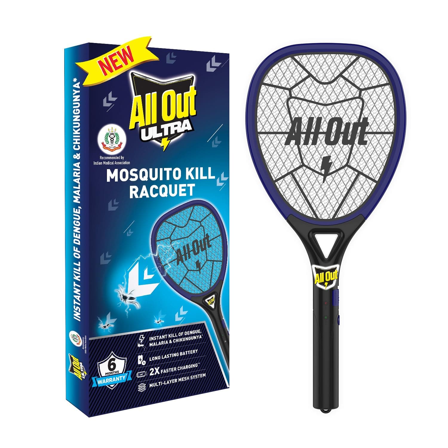 All Out Mosquito Killer Racquet (2X Fast Charging)