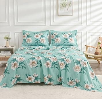 BSB HOME 210 TC Cotton Feel Double Bedsheet with 2 Pillow Covers, Soft & Breathable Floral Printed Bed Sheet, Easy Care Bedding for Bedroom at ₹309 – Amazon