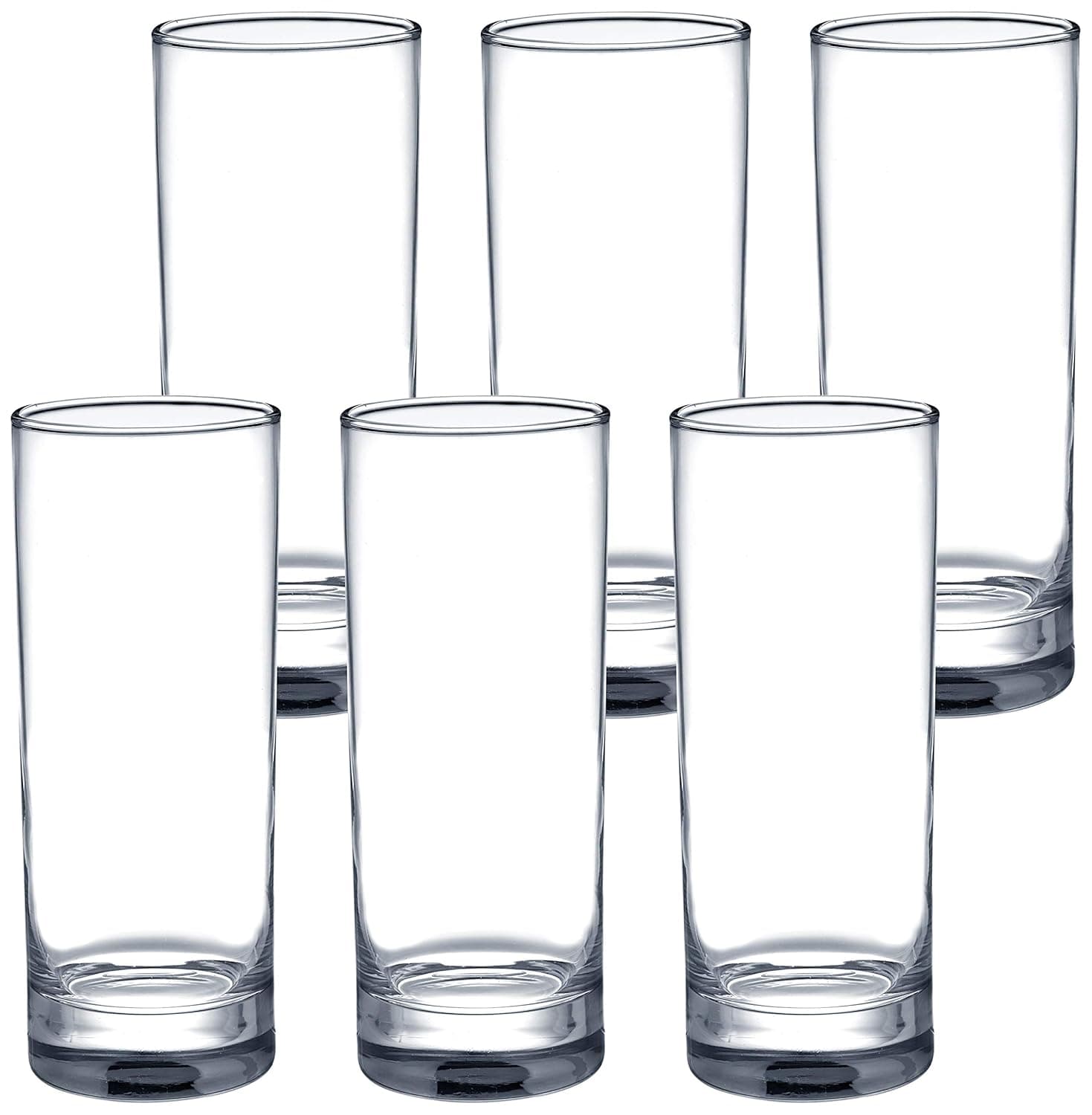 [Set of 6] Amazon Brand - Solimo Nia High Ball Glass Set, 325ml, Set of 6, Transparent at ₹393 (70% Off) – Amazon