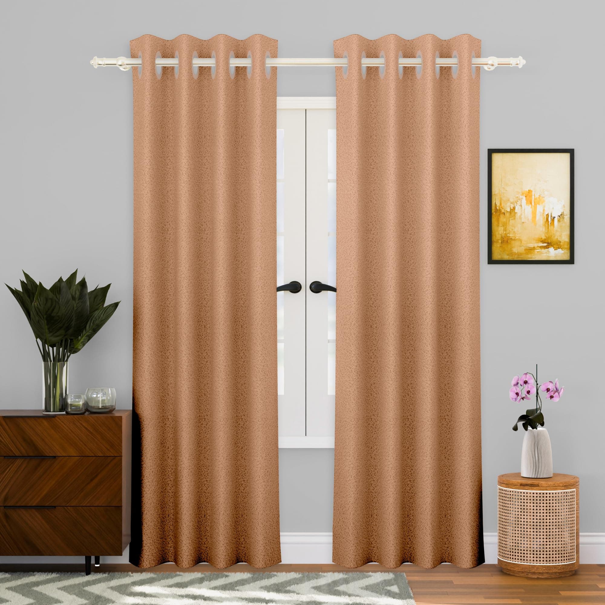 smiry Cotton Door Curtains 7 Feet with 8 Grommets, Pack of 2, Blackout and Dust Protection