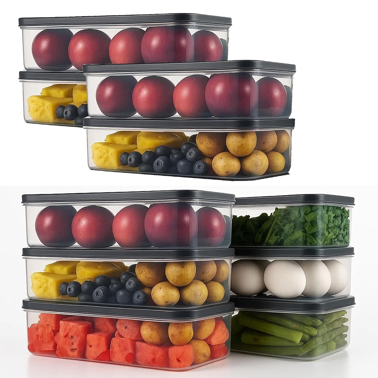 Sulfar Air Tight Plastic Fridge Storage Containers — 1200 ml, Pack of 10